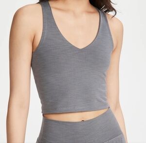 Beyond Yoga Go To Ribbed Cropped Tank Gray Size XS